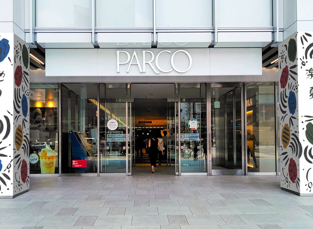 「楽天地野夏祭り」楽天地ビル 正面入口柱_装飾イメージ